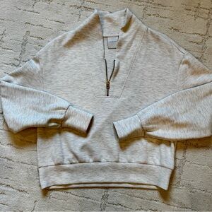 Varley Heathered Light Gray Sweatshirt with Logo Tag